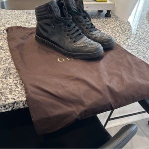Gucci all black hightop shoes size 10.5